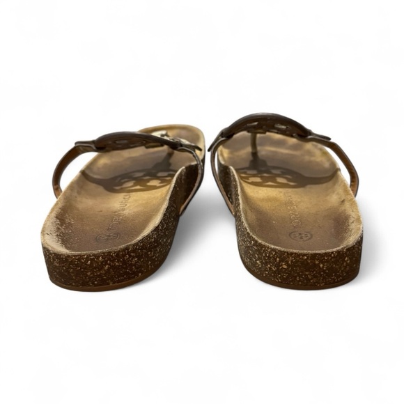 Tory Burch Miller Cloud Spark Gold Thong Sandals Size 7.5M Cork Comfortable - Picture 4 of 9